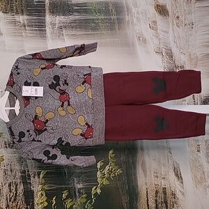 New! Disney Mickey Mouse kids 2T Two piece pants + matching sweatshirt Set